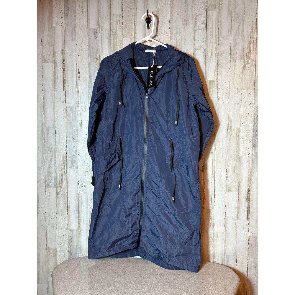Elesol Women's Rain Jacket Lightweight Hooded‎ NWT Small Blue